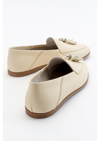 F04 Ekru Bej Cilt Hakiki Deri Ayakkabı modelleri