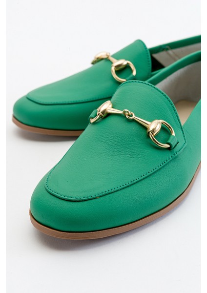 F03 Koyu Yeşil Cilt Hakiki Deri Kadın Babet fiyatları