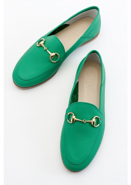 F03 Koyu Yeşil Cilt Hakiki Deri Kadın Babet fırsatları