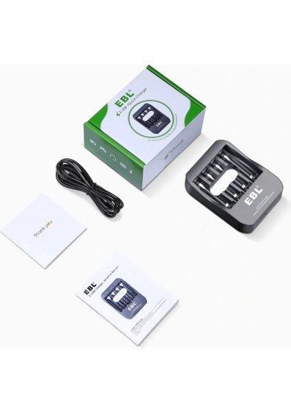 USB Akıllı Hızlı Şarj Cihazı 4'lü Ni-Mh Aa Aaa (Şarjlı Piller Için Uygundur!)