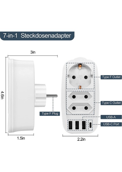 Genişletilmiş Çift Soket Adaptörü Akıllı 7 1 USB Şarj Cihazı Akım Koruması Soket (Yurt Dışından)