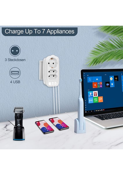 Genişletilmiş Çift Soket Adaptörü Akıllı 7 1 USB Şarj Cihazı Akım Koruması Soket (Yurt Dışından)