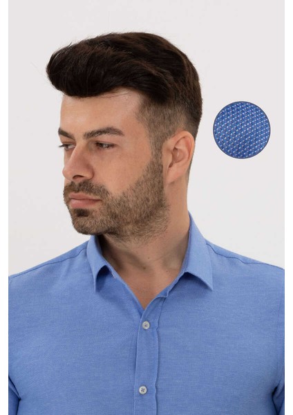 Slımfıt Gömlek Saks