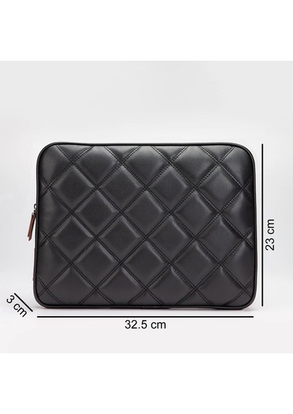 MacBook Air M2 13.6 2022 A2681 Için Baklava Desen Kapitone Deri Kumaş Taşıma Çantası Kılıf - AL3765 modelleri