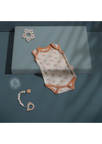 Tiffany Baby Kız Bebek Çiçek Desenli Body Krem/somon 38009