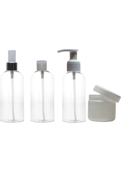 Seyahat Boy Boş Plastik Şişe Seti 4'lü, 100 ml Damat - Gelin Hediye Çeyiz Seti