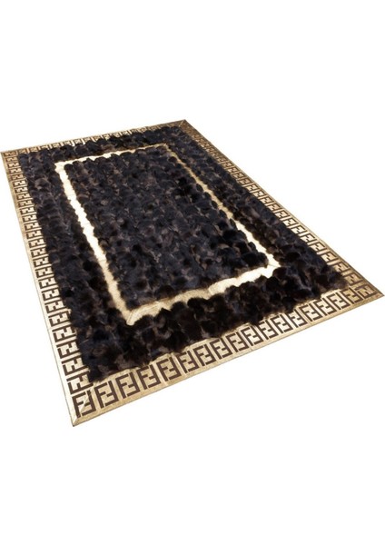 Gold Varaklı Koyu Kahve Doğal Kürk Halı 200 x 300 cm fiyatları
