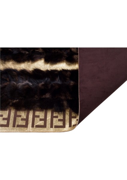 Gold Varaklı Koyu Kahve Doğal Kürk Halı 160 x 230 cm modelleri