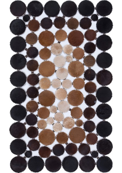 Siyah ve Kahverengi Doğal Dana Derisi Puantiyeli Halı 80 x 150 cm
