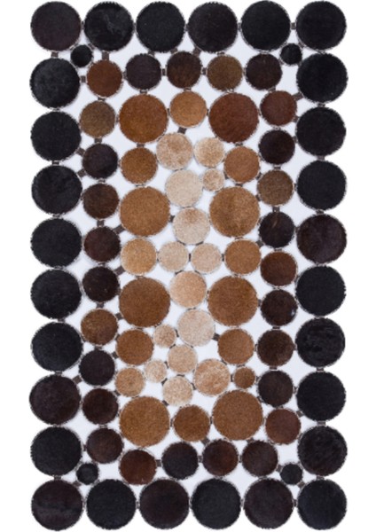 Siyah ve Kahverengi Doğal Dana Derisi Puantiyeli Halı 80 x 150 cm