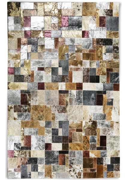 Çok Renkli Patchwork Doğal Dana Derisi Halı 80 x 150 cm