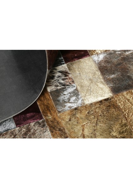 Çok Renkli Patchwork Doğal Dana Derisi Halı 80 x 150 cm