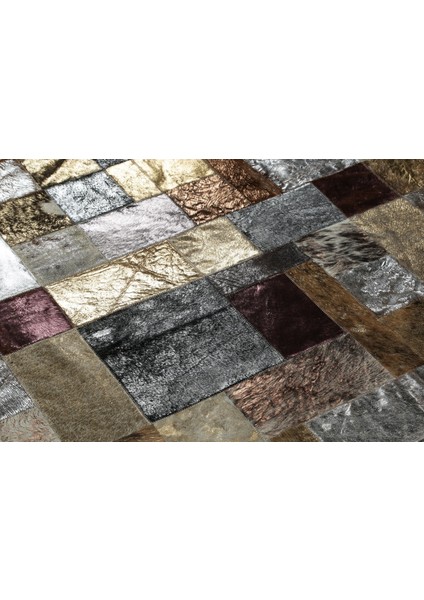 Çok Renkli Patchwork Doğal Dana Derisi Halı 80 x 150 cm