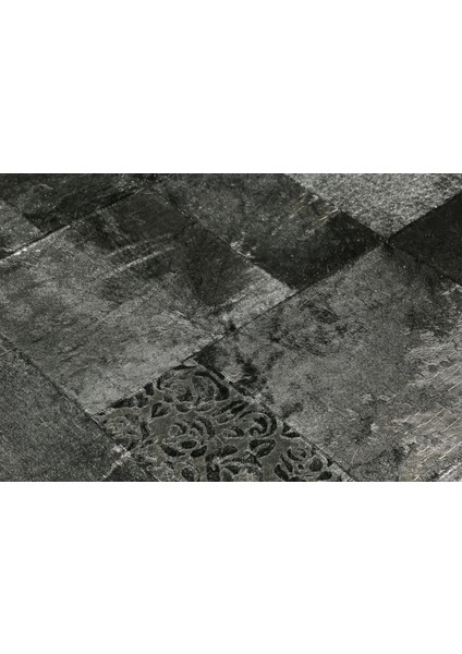 Gümüş Varaklı Doğal Dana Derisi Patchwork Halı 200 x 300 cm fırsatları