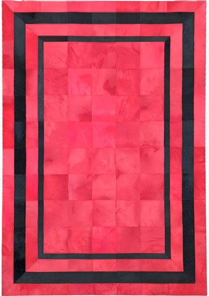 Kırmızı Renk Dana Derisi Patchwork Halı 80 x 150 cm