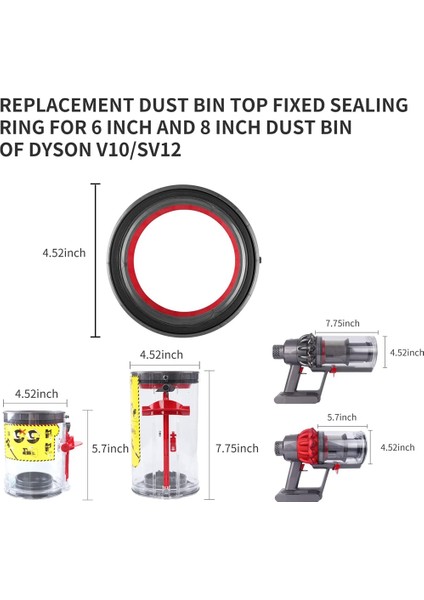 Dyson Vakum V10 SV12 Için Toz Haznesi Üstü Sabit Sızdırmazlık Halkası, Dirt Cup Yedek Parçalar (Yurt Dışından)