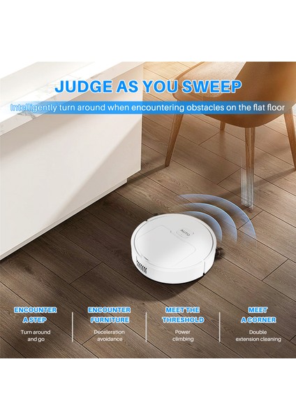 Otomatik Robot Temizleyici 3 In 1 Akıllı Süpürge Robotlu Süpürge Tembel Ev Temizleme Kablosuz Süpürge Robotu, Beyaz A (Yurt Dışından)
