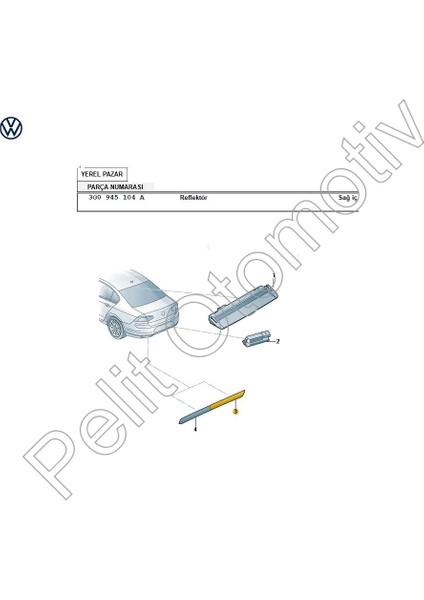 Passat B8 Sağ Iç Tampon Reflektörü 3G0945104A
