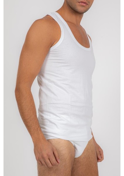 6001-3 3'lü Paket Pamuk Erkek Beyaz Atlet