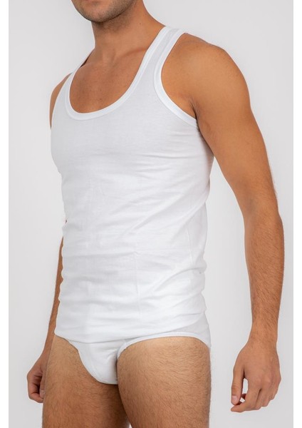 6001-3 3'lü Paket Pamuk Erkek Beyaz Atlet modelleri