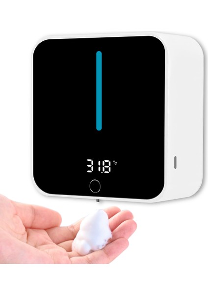 Duvar Montajı Otomatik Köpük Sabun Dağıtıcıları Sıcaklık Görüntüle Elektrikli Dokunmasız Banyo Akıllı Yıkama El Makinesi (Yurt Dışından)