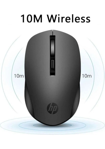 Hp S1000 Plus Kablosuz Mouse Bluetooth 2.4ghz Sessiz Mouse Pc Laptop 1600-DPI Fare Mause Siyah