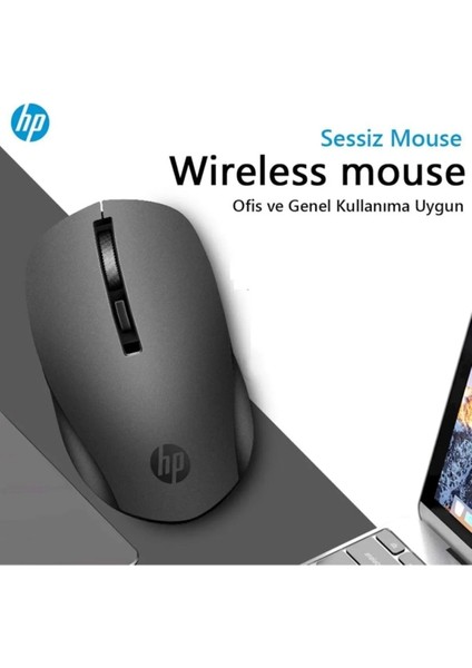 Hp S1000 Plus Kablosuz Mouse Bluetooth 2.4ghz Sessiz Mouse Pc Laptop 1600-DPI Fare Mause Siyah