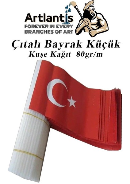 Çıtalı Bayrak Kağıt 20X12 cm 10 Adet Ay Yıldızlı Türk Bayrağı Çıtalı Sopalı Küçük Bayrak Plastik Çubuklu Bayrak