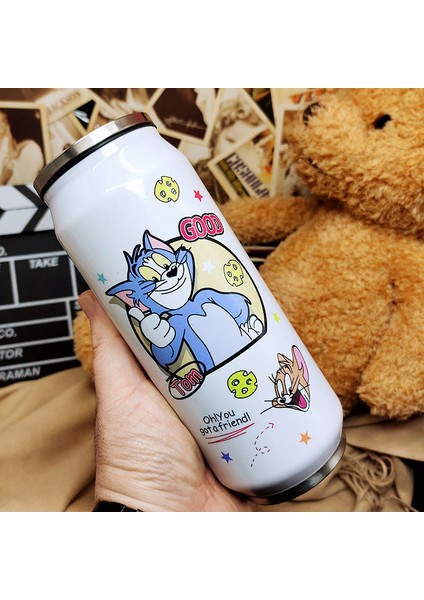 Paslanmaz Çelik Karikatür Kedi Termos Yaratıcı Kutular Kupa Taşınabilir Unisex Öğrenciler Kişilik Modaya Uygun Saman Fincan Su Şişeleri (Yurt Dışından)