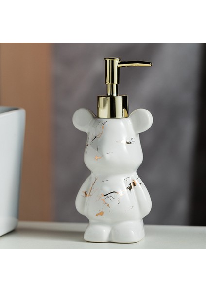 Lüks Maynling Bearce Şekli Seramik Sabun ve Jel Dispenser Yaratıcı Siyah Beyaz Boş Şampuar Şişesi Banyo Depolama Accessorie (Yurt Dışından)