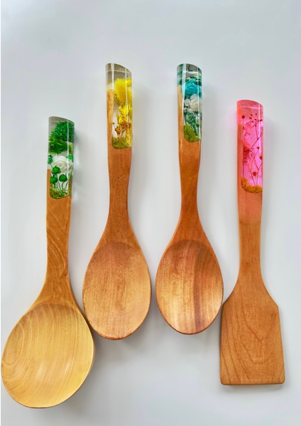 Colorful Serisi - El Yapımı Bambu Kaşık Seti-Ahşap Kaşık - 4'lü Set fiyatları