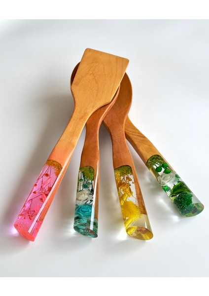 Colorful Serisi - El Yapımı Bambu Kaşık Seti-Ahşap Kaşık - 4'lü Set modelleri