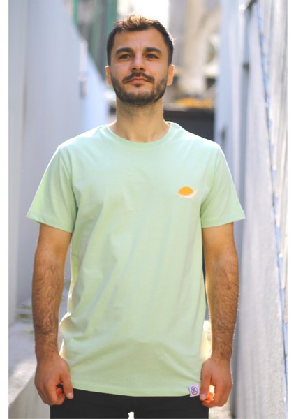 Kaplumbağa Motifli Tişört - Su Yeşili - Xxl