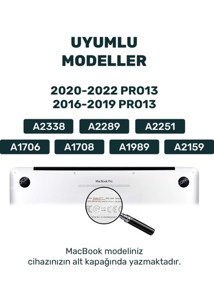 Macbook Pro 13' M1-M2 2020-22 Uyumlu Kapak Kılıf (A2251/A2289/A2338) indirimleri