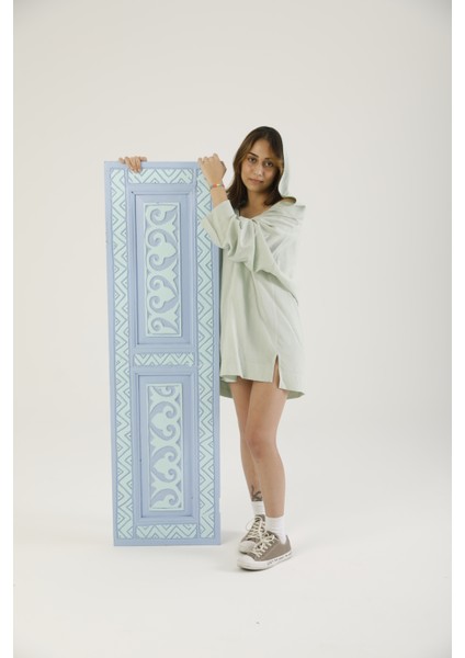 Mint Yeşili Bol Kalıp Kapüşonlu Ince Kumaş Dokuma Sweat Tunik Elbise