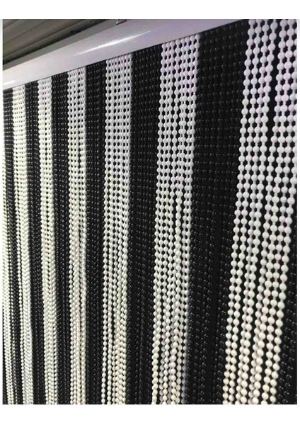 Kapı Boncuk Perdesi Siyah Beyaz 80X180 cm