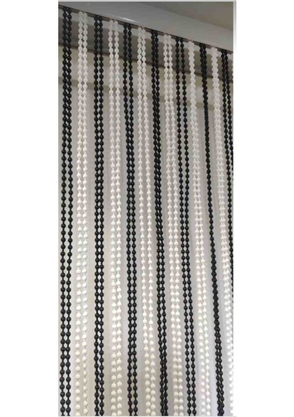 Siyah Beyaz Kapı Boncuk Perdesi 75X180CM