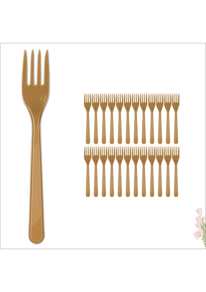 Plastik Çatal, Altın - 24 Adet