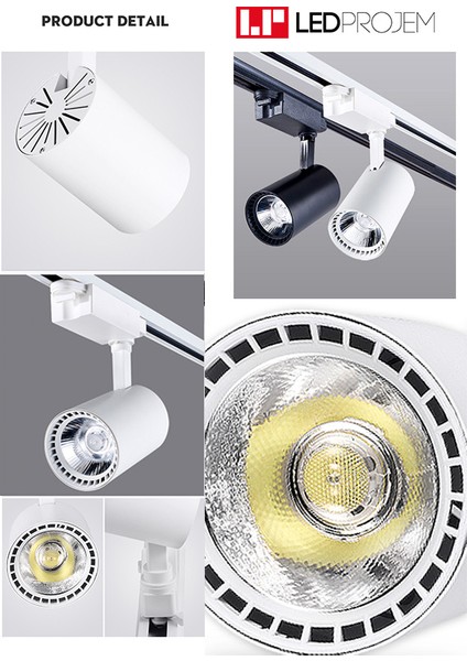 30W LED Ray Spot Beyaz 4 Adet ve 1 Metre Ray Set