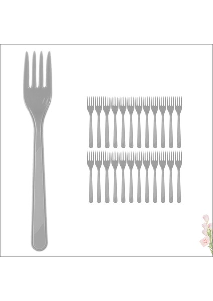 Plastik Çatal, Gümüş - 24 Adet