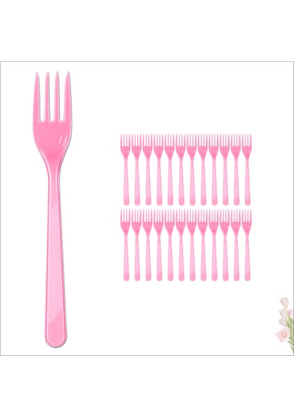 Plastik Çatal - Pembe - 24 Adet
