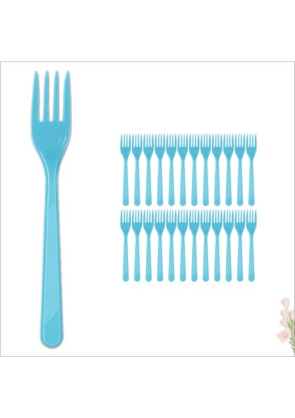 Plastik Çatal, Mavi - 24 Adet