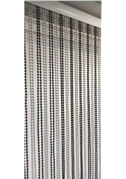 Siyah Gri Kapı Boncuk Perdesi 75X180 cm
