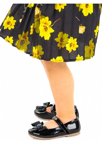 Cırtlı Fiyonklu Kız Çocuk Babet Ayakkabı Ege 200 Rugan