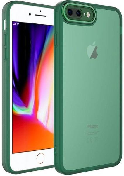 Apple iPhone 8 Plus Kılıf Metal Kamera Korumalı Transparan Renkli Kapak