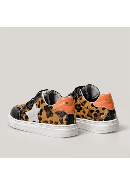Star Bebek Sneaker | Leopar-Turuncu-Simli Gri