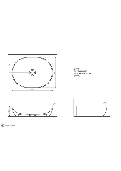 Alto Lavabo Mat Antrasit 50 cm