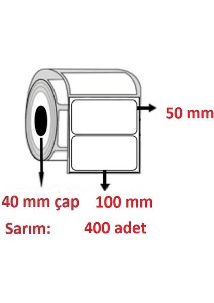 Barkod Etiketi Eko Termal Kuşe 1 Adet 400 Sarım 50 x 100 cm fiyatları