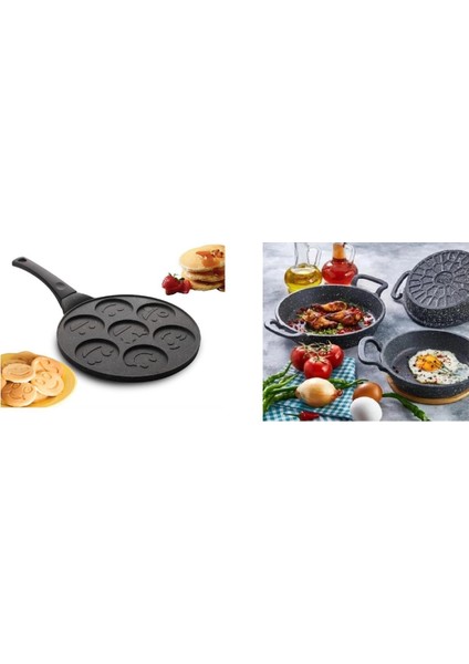 Eda 4 Lü Granit Döküm Sahan - Pankek Tavası Seti Takımı