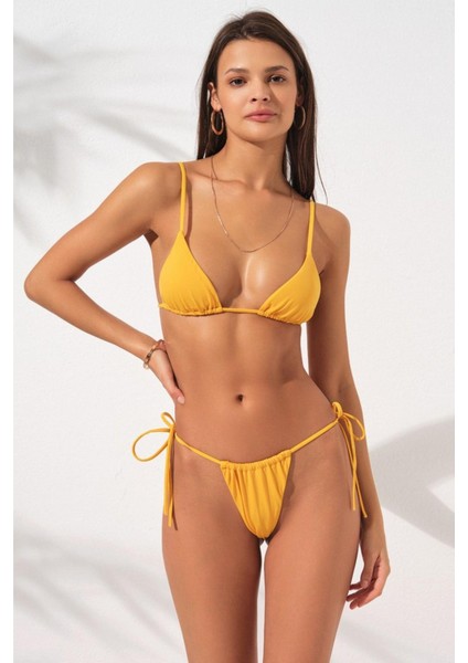 Üçgen Brazilian Bikini Takım Hardal 231245